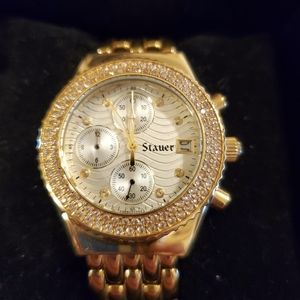 Stauer Womens Diamondaura 18k gold infused Brillante Watch